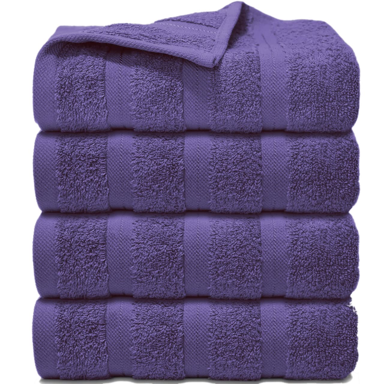 Zzzmrh Purple Premium Quality Cotton Hand Towels - 4 Super Soft Gym, Spa & Pool Towels (50X90 Cm) 650 Gsm
