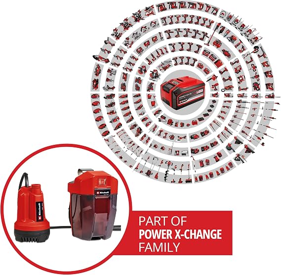 Einhell Akülü Dalgıç Pompa - Temiz Su GE-SP 18 Li-Solo Power X-Change (Lityum-İyon, 18 V, Maks. 8 m Yükselme, Maks. 5000 L/Saat Su Aktarımı, 5 m Bağlantı Kablosu) - 4181500