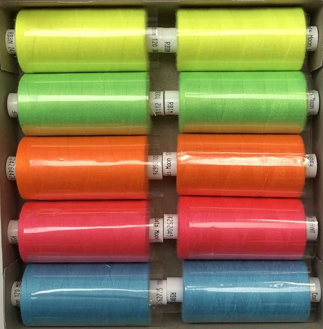 Coats Moon Neon Mix Sewing Thread - Box of 10 reels