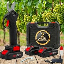 081 Store - Cordless Pruning Scissors with 2 Year Warranty - Electric Shears 48V with 2 Batteries, Cutting Branches up to 25 mm, Steel Blades, Case Included, Professional Electric Scissors