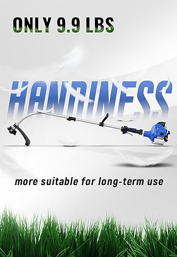 Miniatura 4 de WILD BADGER POWER - Desbrozadora de malezas de 26 cc a gas, recortadora de cuerdas 2 en 1 de 15 pulgadas con eje curvo, peso ligero de 9.9 libras