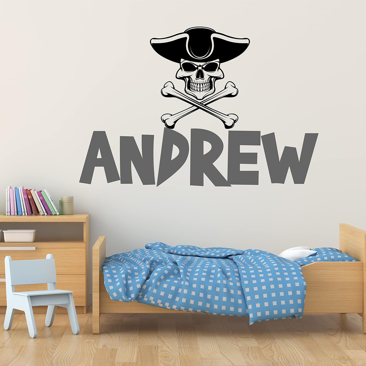 Custom Name Pirate Wall Decal, Pirate Decal, Pirate Wall Decor (16" Hx25 W)
