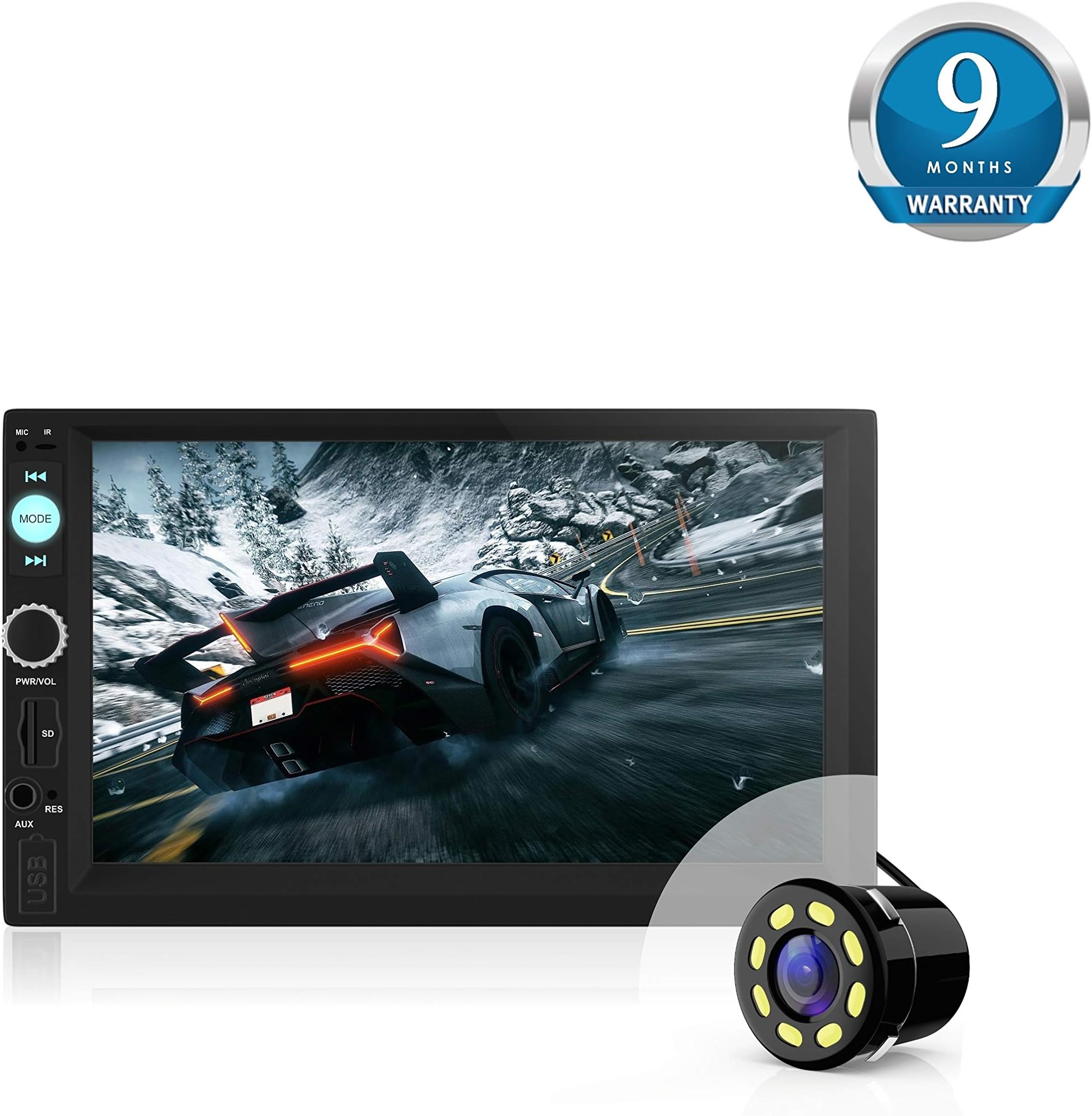 Woodman WM-2020 Doubled in with FM/Bluetooth/USB (1080px Full Had) Car Stereo (Double Din) with Car LED Rear View Camera (Black)