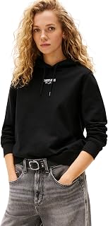 Tommy Jeans Tjw Reg Ess Logo 2 Hoodie Ext Dw0dw20943 Felpa con Cappuccio Donna (Pacco da 1)