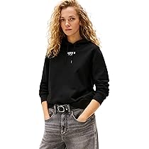 Tommy Jeans Tjw Reg Ess Logo 2 Hoodie Ext Dw0Dw20943, Felpa con Cappuccio, Donna, Nero (Black), XL Plus