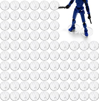 WinnerWhy 100 Pcs Action Figure Stand for Most 6 Inch Clear Plastic Display Feet Holder with Peg Stand Base Accessories Assembly HolderRound
