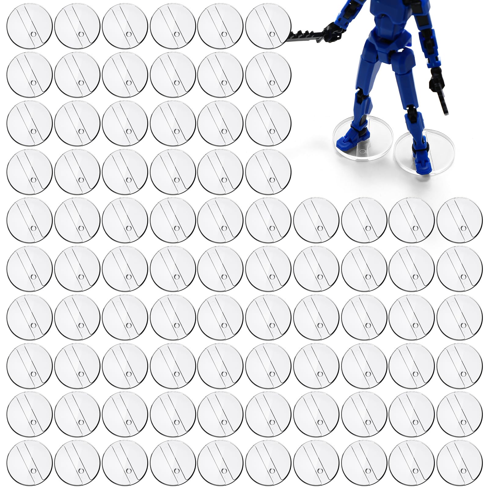 WinnerWhy 100 Pcs Action Figure Stand for Most 6 Inch Clear Plastic Display Feet Holder with Peg Stand Base Accessories Assembly Holder(Round)