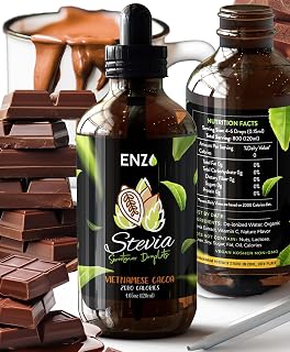 Enzo Liquid Stevia Drops Our Zero Calories Sweetener (4oz - 800 Servings/Bottle) - Chocolate - All Natural flavoring with No Artificial Additives & Filler Ingredient