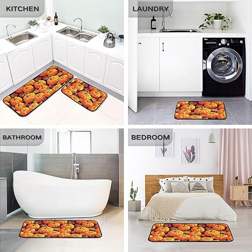 Miniatura 5 de Kitchen Mat 2PCSPumpkin Autumn Harvest Kitchen Rugs and Mats Non Skid Washable Anti Fatigue Mats for Kitchen Floor Maple Leaf Kitchen Rug Set for