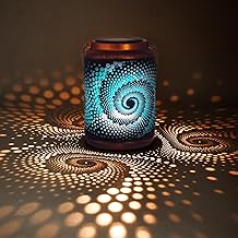 YISITEONE Mosaic Bohemian Outdoor Solar Lanterns, Waterproof Blue Table Lights, Turkish Moroccan Decorations for Garden Patio Yard Lawn Front Porch, Birthday Gardening Gifts for Women Mom Grandma