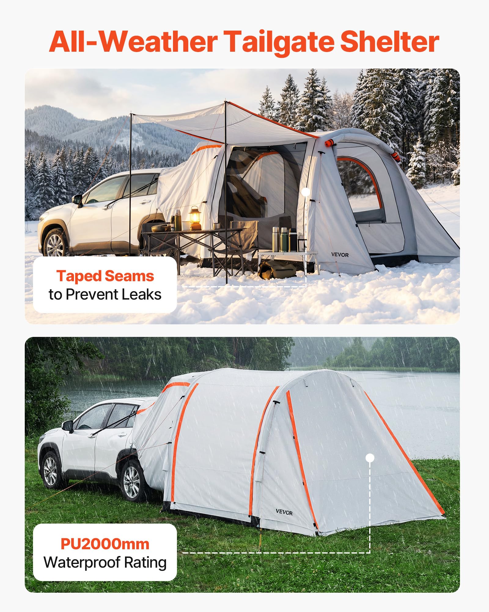 VEVOR Namiot dachowy, ciężarowy, kempingowy, dwuwarstwowy, outdoorowy, na pickup, ciężarówkę, łóżko, do użytku na zewnątrz, na kemping, podróż, wodoszczelny namiot na dach samochodowy, torba do
