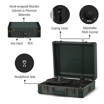 Amazon.com: Crosley CR6019F-PNE Executive Vintage Bluetooth