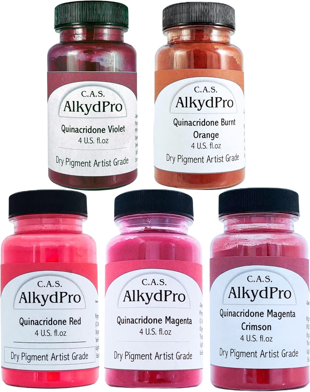 Quinacridone pigment set, dry powder, 4 fl oz (pack of 5)
