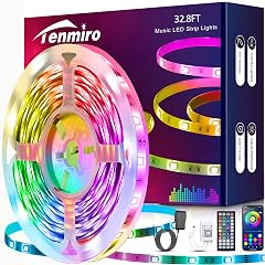 Tenmiro 32 8ft Led Strip Lights RGB LED Smart Music Sync Color Changing LED Lights Strips with Remote
