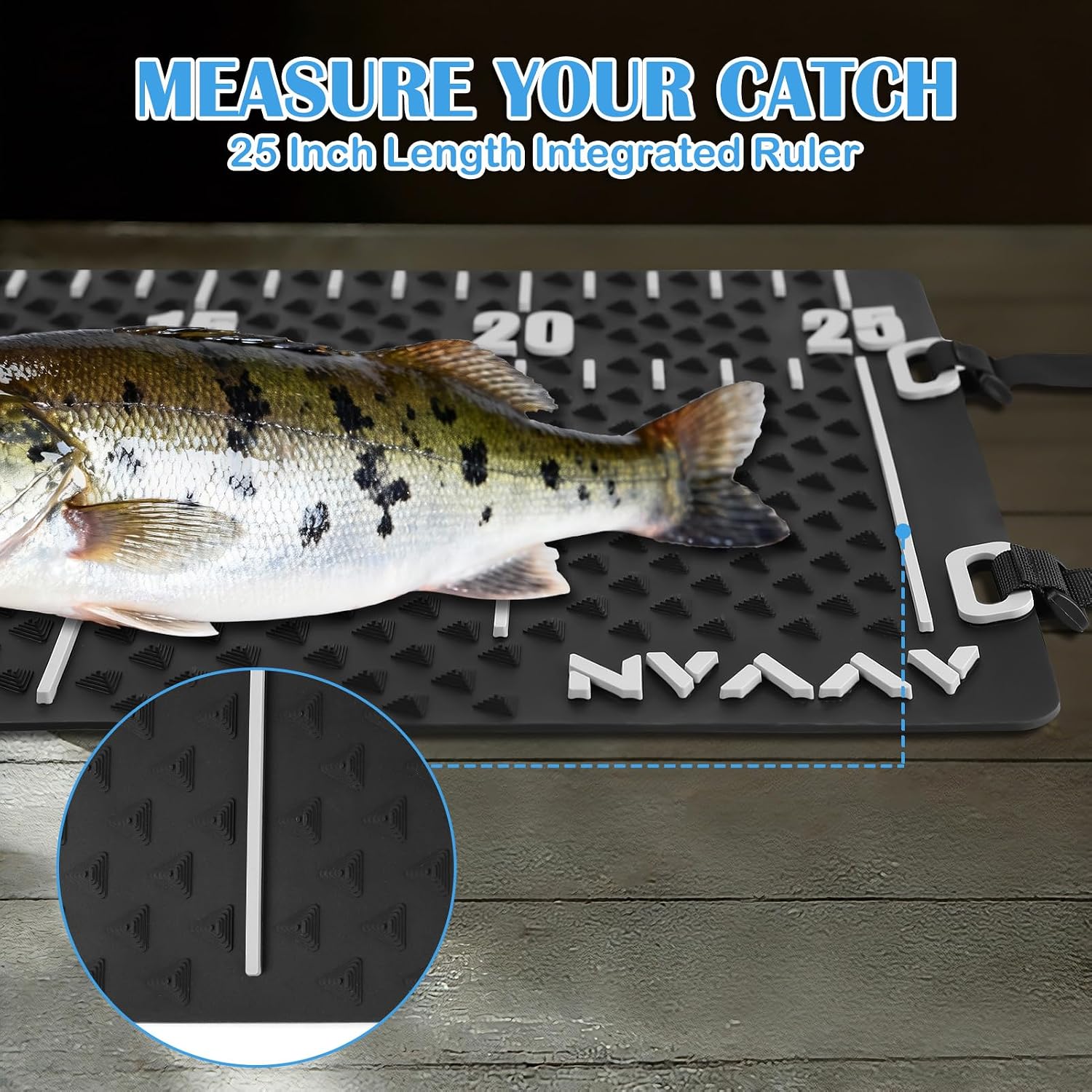 29" Fish Fillet Mat with Storage Bag, Non-Slip Texture With 25" Integrated Ruler, Extended Dimensions, Easy to Clean, Portable Storage, Fish Cleaning Mat for Easy Fillet Cleaning Cutting Fishing Gift