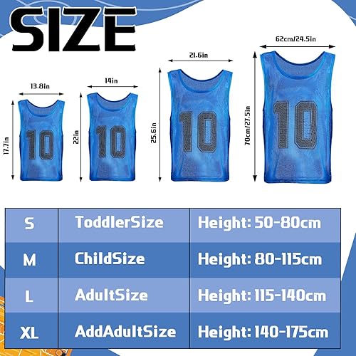 Miniatura 2 de 24 piezas de camisetas de entrenamiento para jóvenes, adolescentes y adultos, con malla reversible