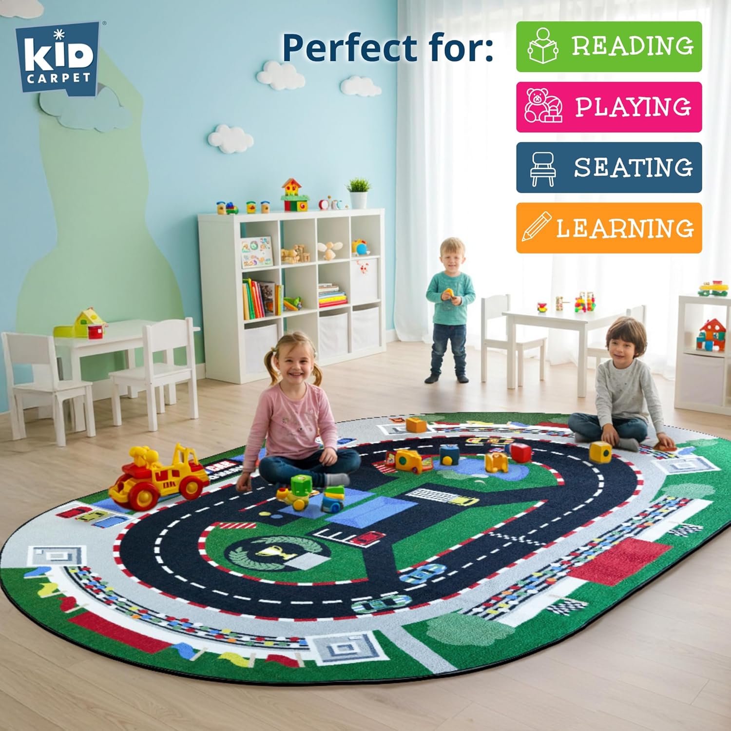 KidCarpet.com Raceway Rug 4' x 6' Oval
