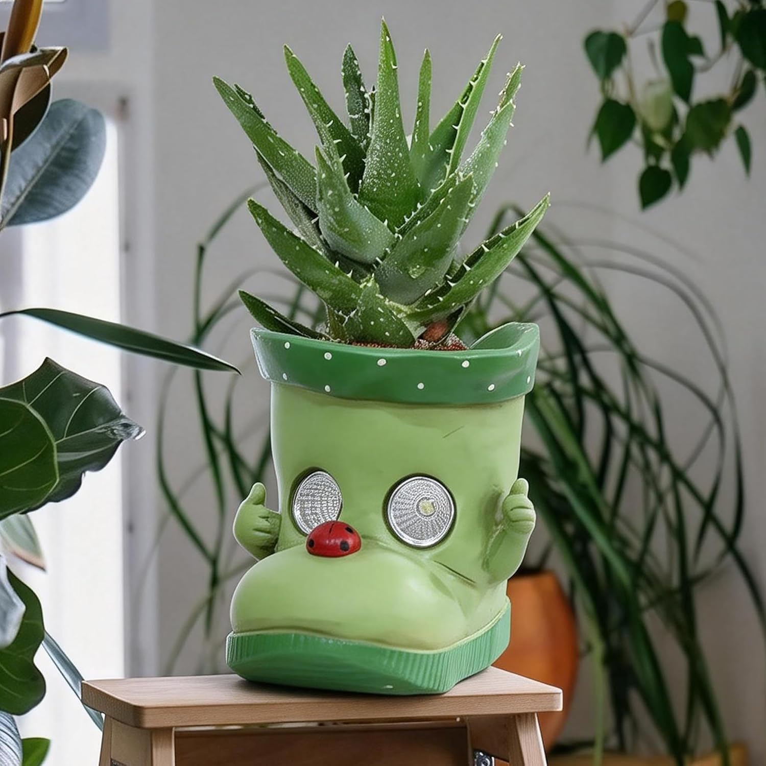 Cute Resin Shoe Planter Pots - Small Plant & Yard Ornament, Waterproof Indoor/Outdoor Pots for Plants, Drainage Hole | Office Decor Succulents, Uncommon Weird Gifts for Mother