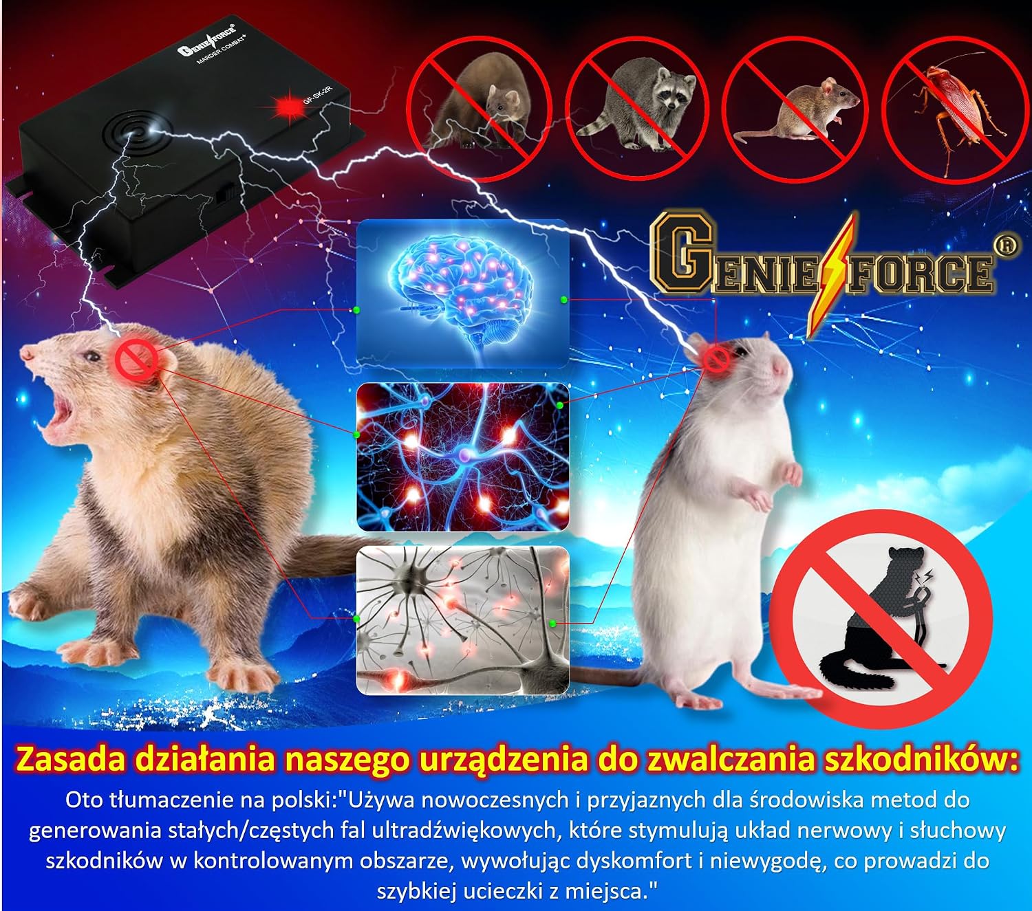 Genieforce Marder Combat отпугиватель куниц с батарейным питанием ультразвуковое устройство для отпугивания куниц защита от куниц мобильная защита для автомобиля дома сада GF-SK-2R