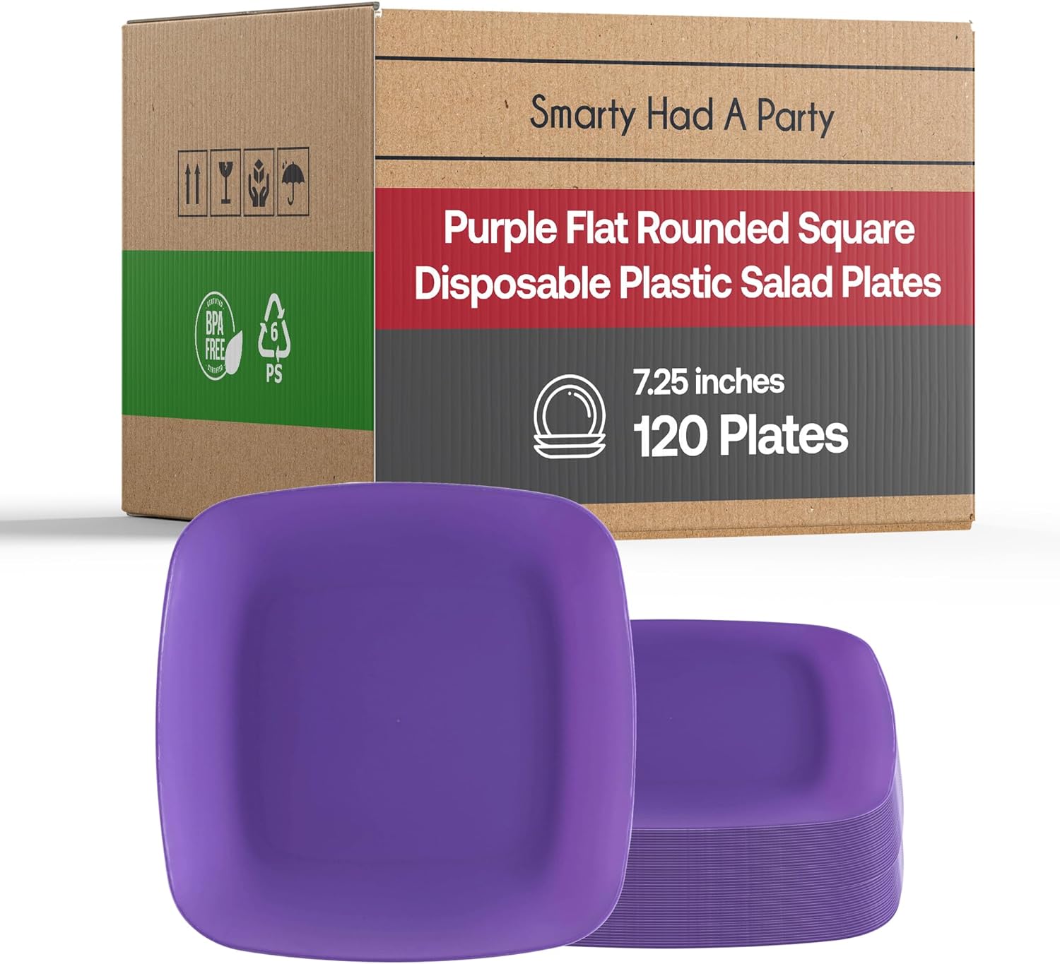 Disposable Plates, Elegant Plastic Plates (120 Salad Plates), Plastic Dinner Plates, Disposable Plates for Party, Purple Plastic Plates, Party Plates (Vibrant Colors Dinnerware Party Supplies)