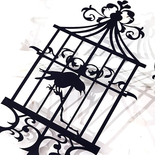 Miniatura 9 de Decoración de jaula de pájaro negro  Decoración de jaula de pájaro de Halloween, calcomanía de pared de casa de pájaros, regalos para amantes de los