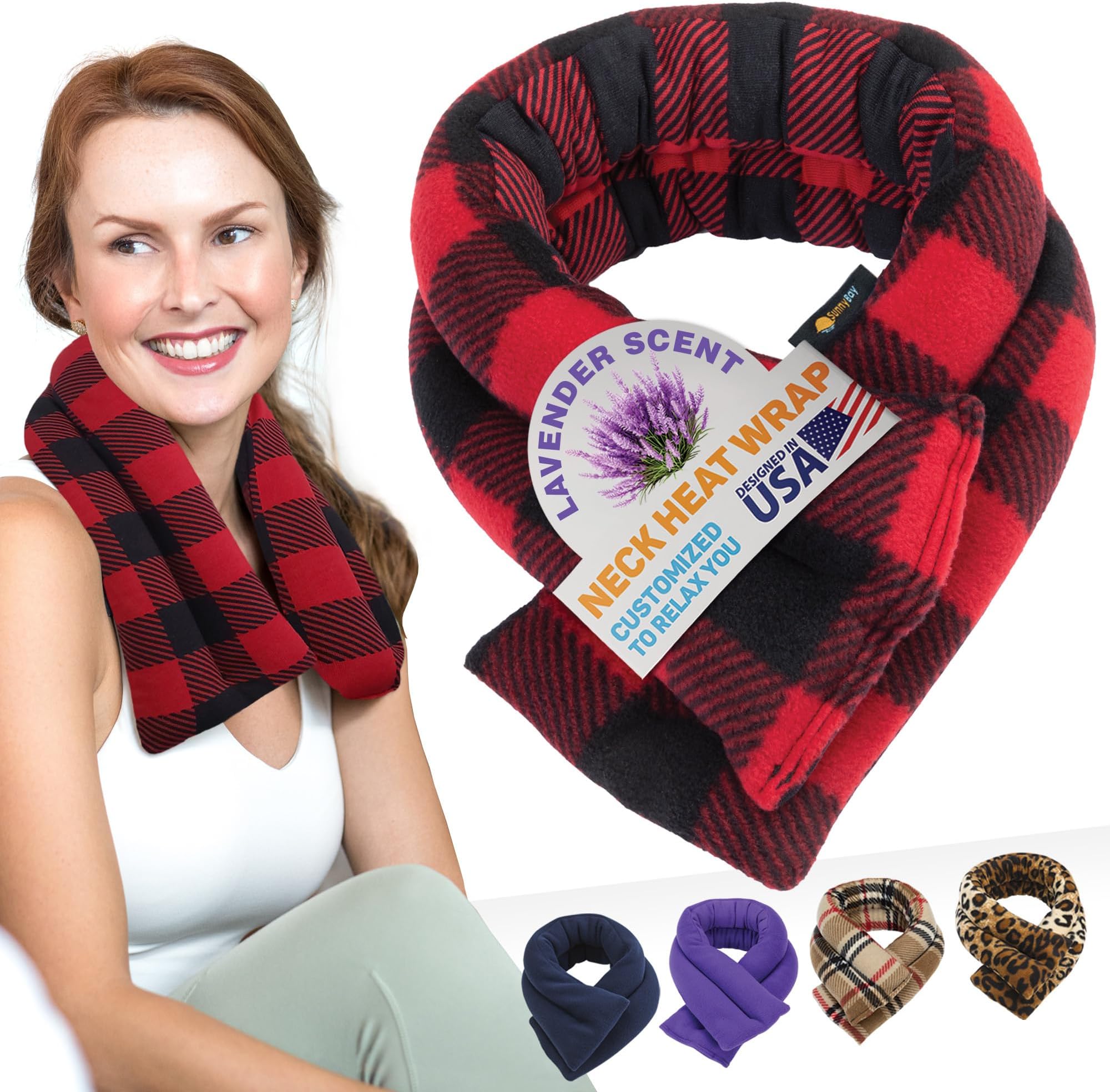 SunnyBay Microwave Heating Pad, Microwavable Heated Neck and Shoulder Wrap, Soothing Weighted Moist Heat or Ice Pack with Flaxseed and Lavender, 26x5 Inches, 2.5 lbs, Buffalo