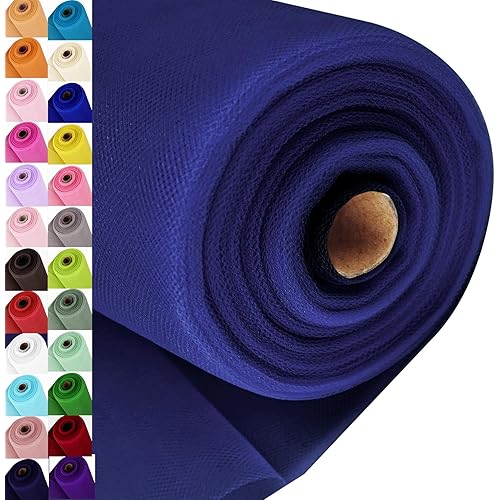 Navy Blue Tulle Fabric Roll Spool Bolt (54 Inch by 40 Yards) Large Tulle Wedding Party Decoration, Tutu Skirt, Table Runner, Gift Wrapping, Bridal Shower, Soft & Drape (Navy Blue)