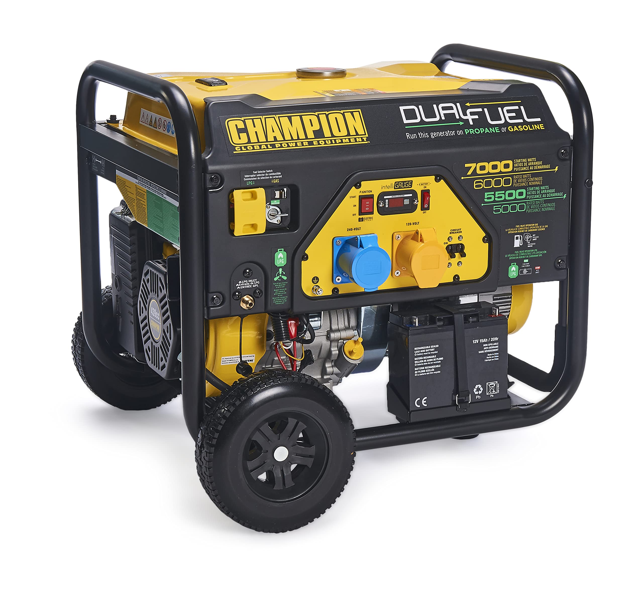 Buy Champion Power Equipment CPG7500E2DF 7000 Watt LPG Duel Fuel Portable Generator 439cc