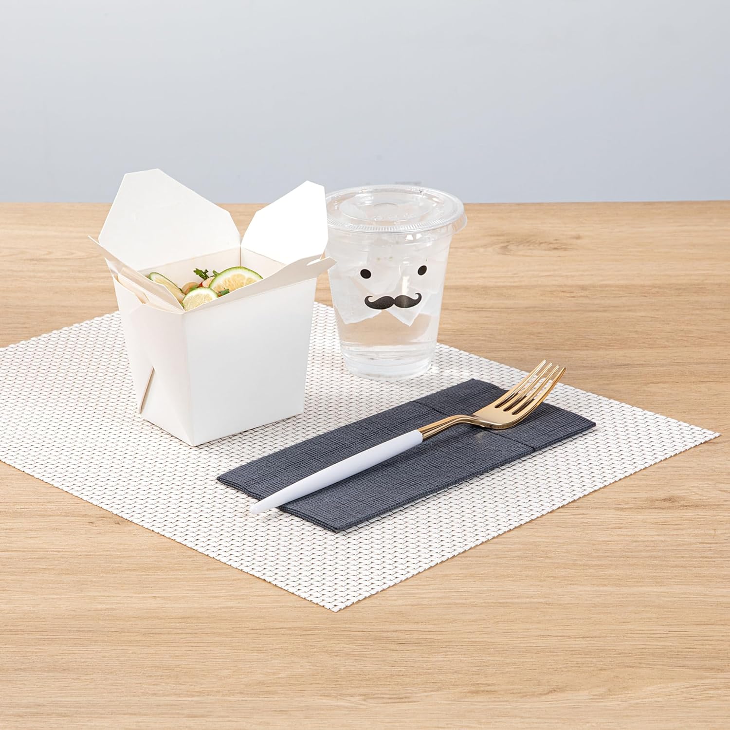 Restaurantware-Moderna 7.5 Inch Fancy Disposable Flatware, 50 Durable Plastic Flatware - With White Handle For Grip, Heavy-duty, Gold Plastic Forks, Easily Disposable Or Restaurants