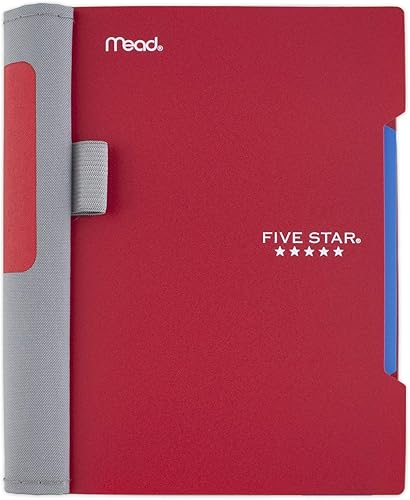 Five Star Advance (45176) cuaderno espiral de 7" x 5" con 1 divisorio, 100 hojas rayadas de espaciado angosto, colores varios, Rojo