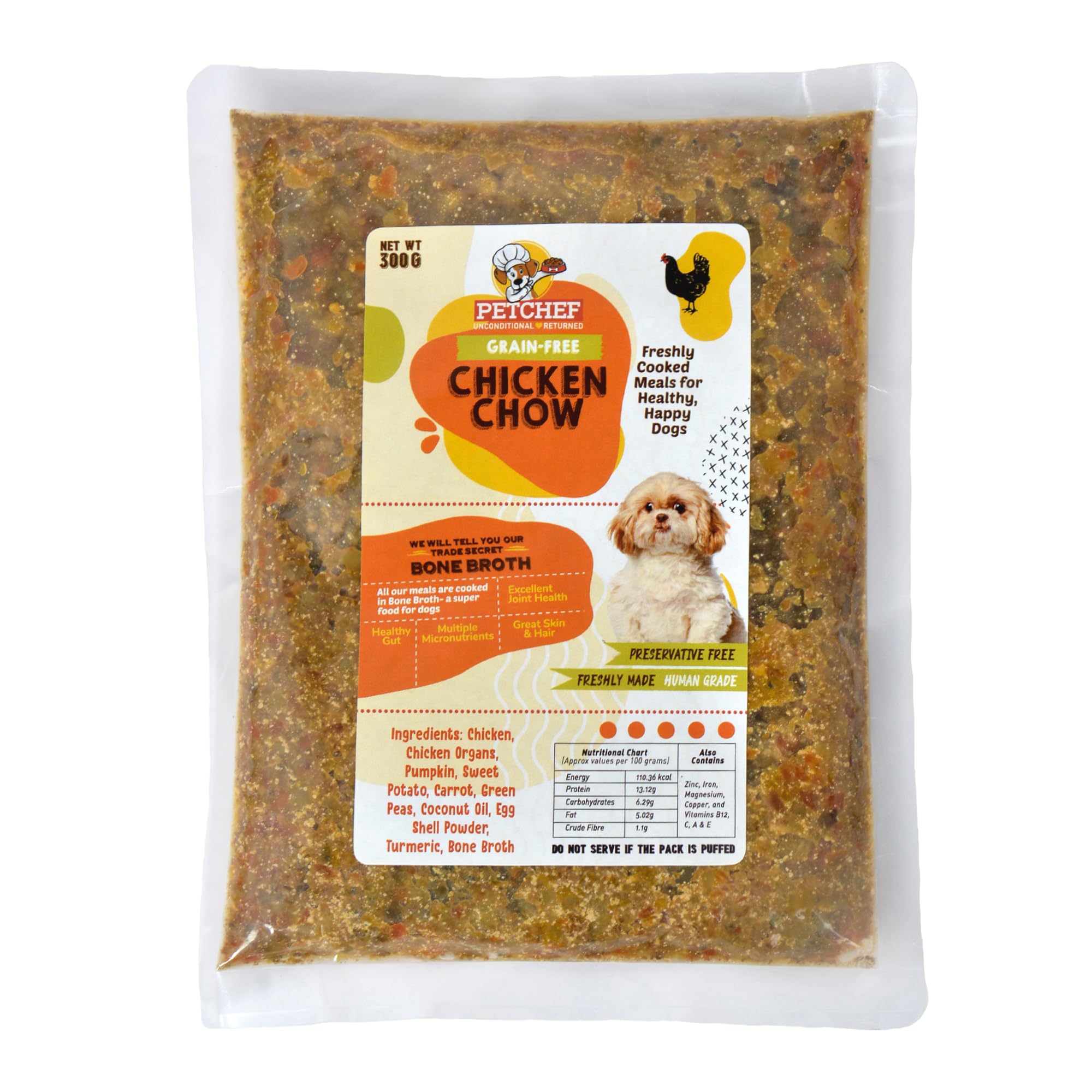 PetChef's Wet Dog Food|Grain-Free Chicken Chow & Brown Rice|Delicious wet Gravy|Natural and Grain-Free, No Artificial Flavours, Added Vitamins and Proteins|Dog Food for Adult and Puppy|Pack of 5x300gm-image-34