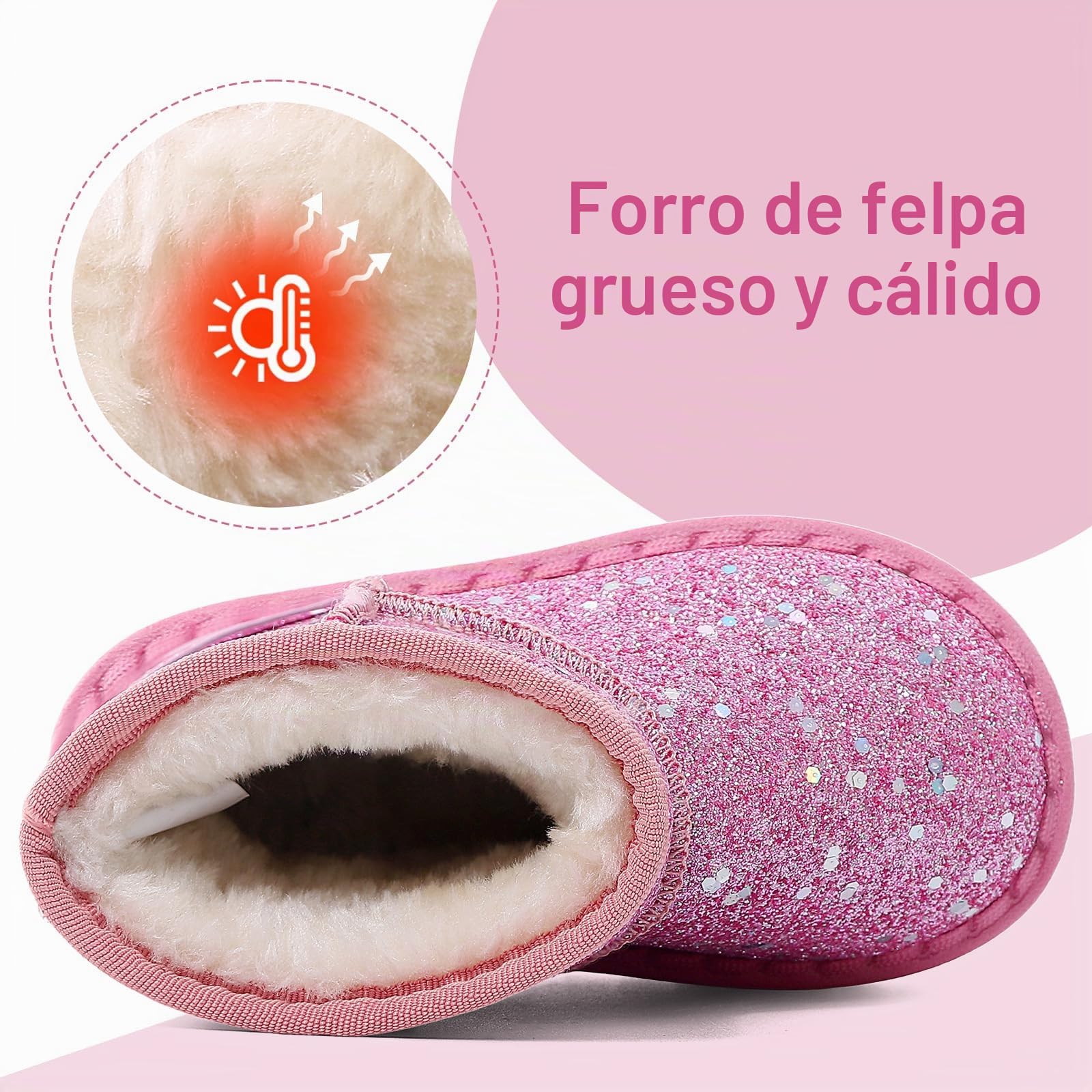 MK MATT KEELY Botas de Nieve Niña Botines Princesa Invierno Bebé Botas Brillante Exterior con Suela de Antideslizante