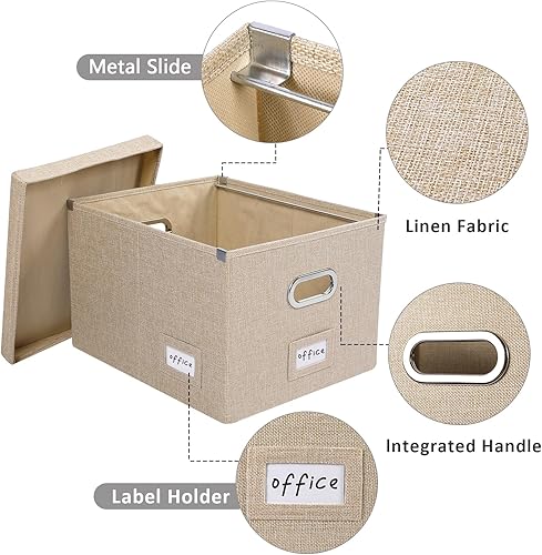 Miniatura 4 de Organizador de archivos, caja de almacenamiento plegable para oficina, caja de archivos con tapas, organizador de documentos para oficina y hogar,