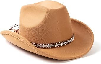 Lisianthus Men & Womens Felt Wide Brim Western Cowboy Outdoor Fedora Hats with Belt