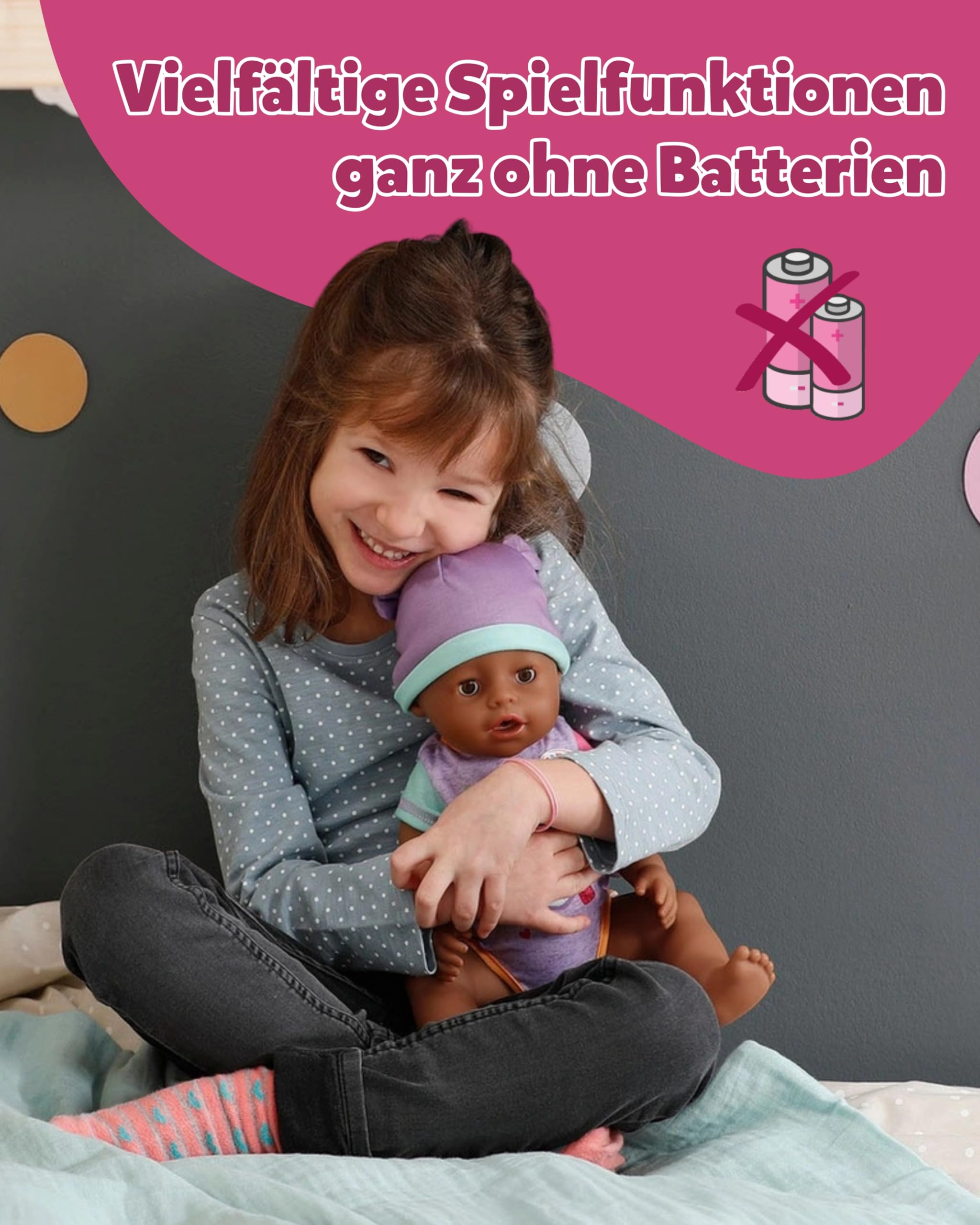 BABY Born Eva - 43 cm große Babypuppe - 10 Funktionen inkl. Accessoires & Strampler - Funktioniert komplett ohne Batterien - Geeignet für Kinder ab 3 Jahren