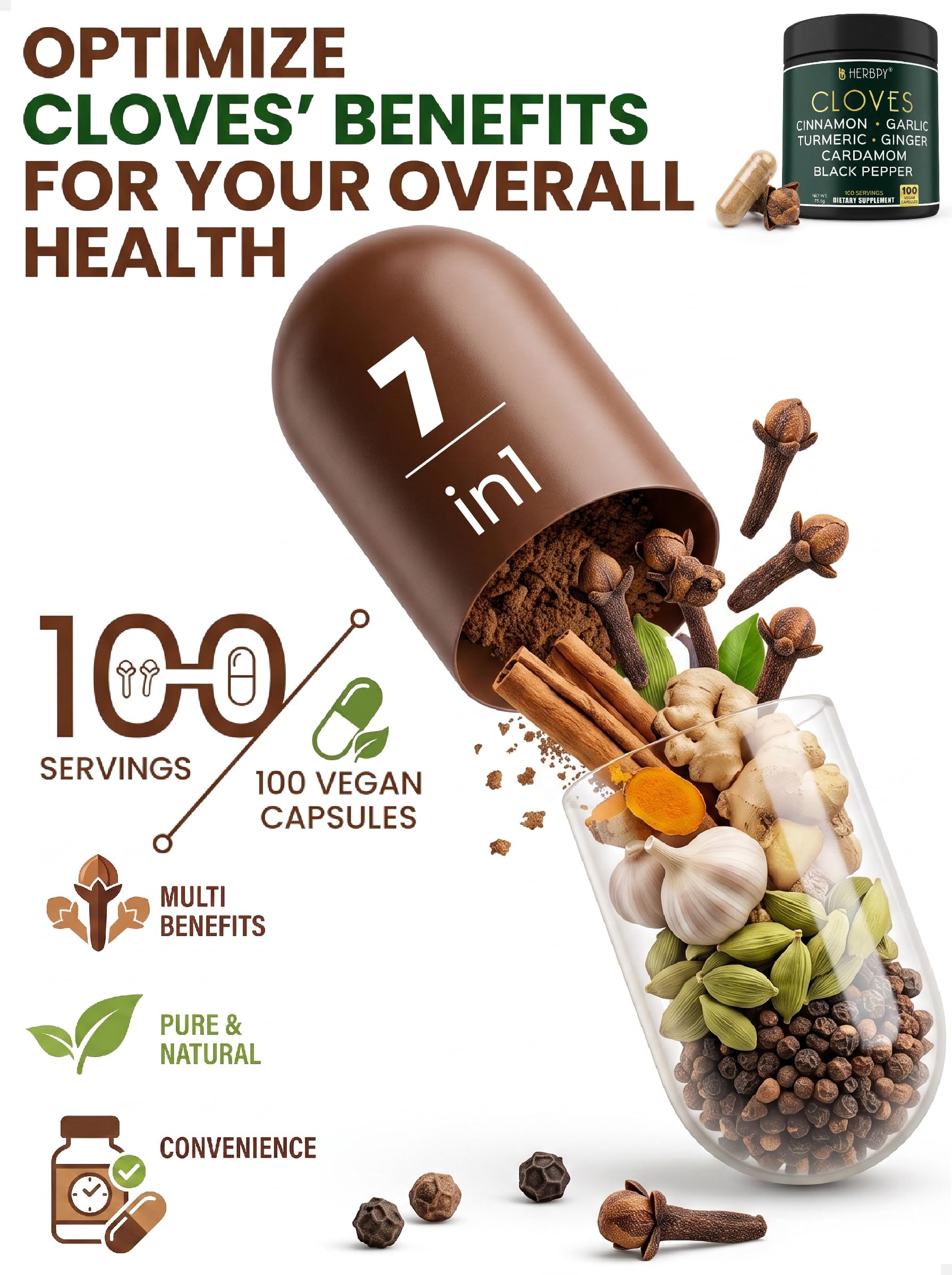 Herbpy 7in1 Clove Supplement 500mg, Support Digestion, Immune, Heart Health — Amazon image 4