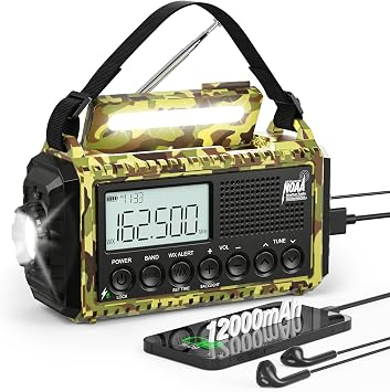 Emergency Radio Hand Crank Solar, am/fm/sw NOAA Weather Radio 12000mAh