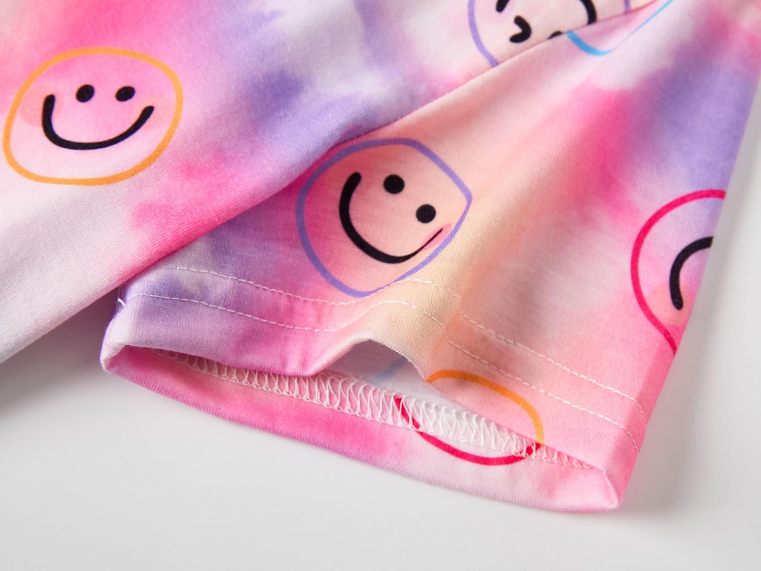 Beezizac Neon Tie Dye Spiral Pattern/Butterfly Pajamas for Girls Tee & Shorts PJ Set Size 6-18 - Image 4