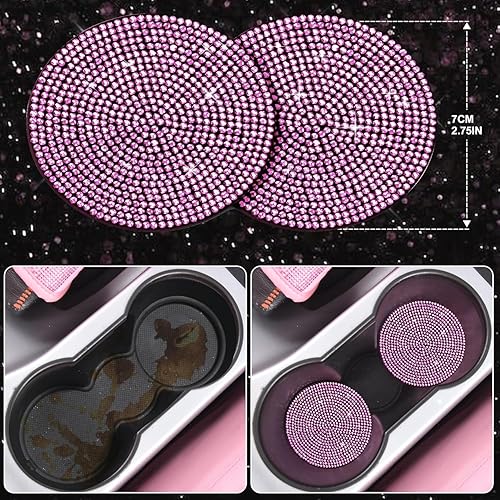 Miniatura 68 de CAR PASS Juego de 11 fundas para volante de color rojo brillante para mujer, cojín de cinturón de seguridad con diamantes de imitación brillantes