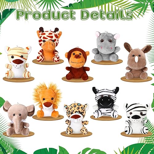 Miniatura 4 de Leitee 10 piezas de mini animales de peluche de safari a granel de 4.8 pulgadas pequeños animales de peluche de la selva, juguete de león, tigre,