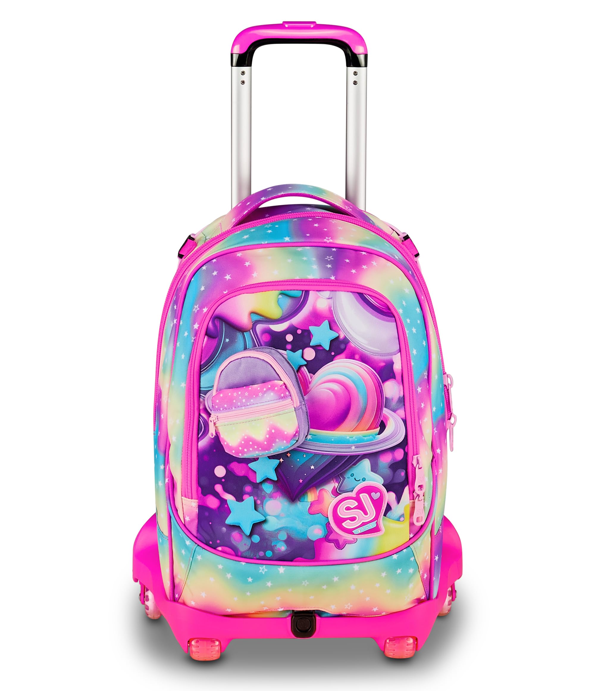 SJ GANG STYLE JAM GANG Trolley Jack 8 ruote SOFT POUCH GIRL, Multicolore, 34L, Scomponibile, Crossover System, 3 in 1, Spallacci a scomparsa, Tasca frontale con mini zaino, Scuola elementare, Bambina