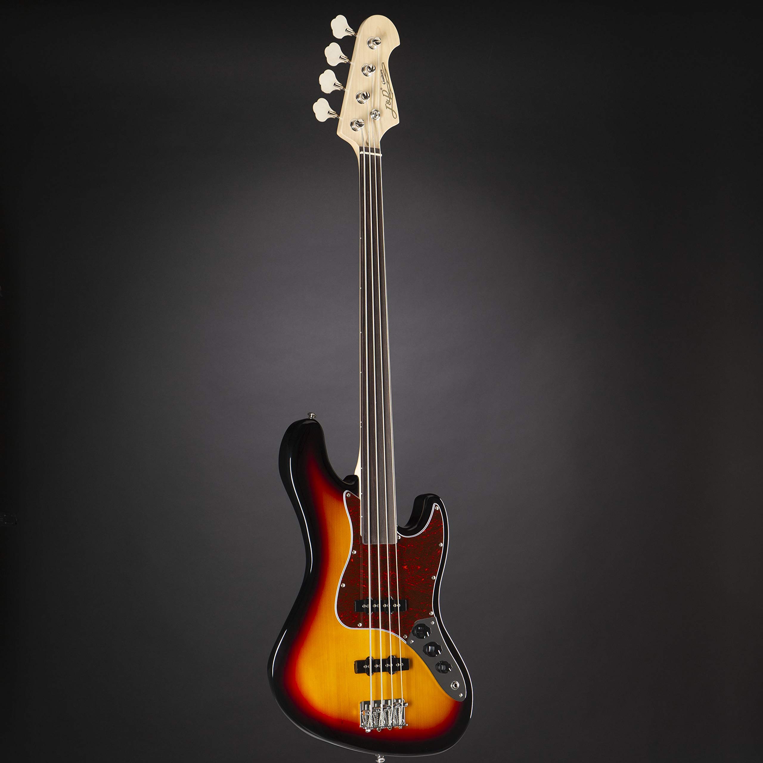 J & D JB Fretless Bass (3-Tone Sunburst) - Basso elettrico a 4 corde
