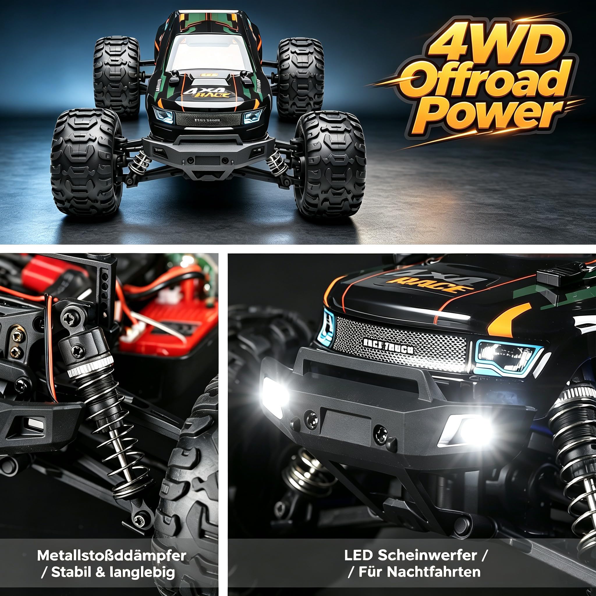 HAIBOXING Auto telecomandata 1:16 RC Monster Truck, impermeabile RTR All Terrain RC Auto 36 km/h, giocattolo telecomandato per bambini e adulti