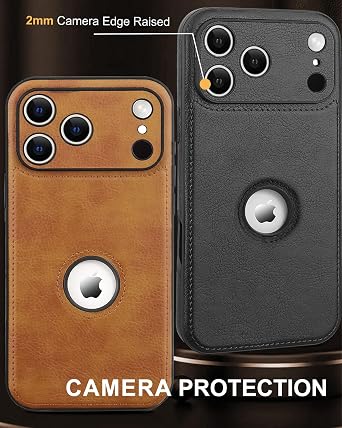 PU Leather Case for iPhone 17 Pro Max,Full Camera Lens Protection Cover,PU Leather Slim Luxury Business Non-Slip Grip Rugged Shockproof Full Body Protective Case for iPhone 17 Pro Max(Brown)