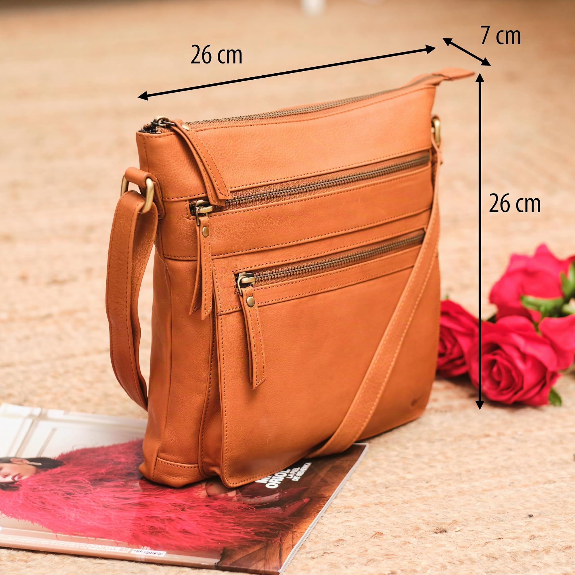 Bolso Bandolera Mujer Piel Auténtica - Bolso Mujer Bandolera con Estilo - Bolso Pequeño Mujer - Bolso Piel Mujer Múltiples Compartimentos - Bolso mujer marca Bolso Mujer Pequeño.