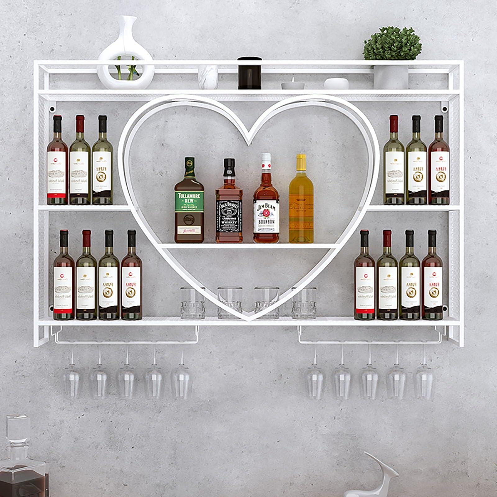 Étagères pour bouteilles de vin en fer haut de gamme et casier à vin mural design LED