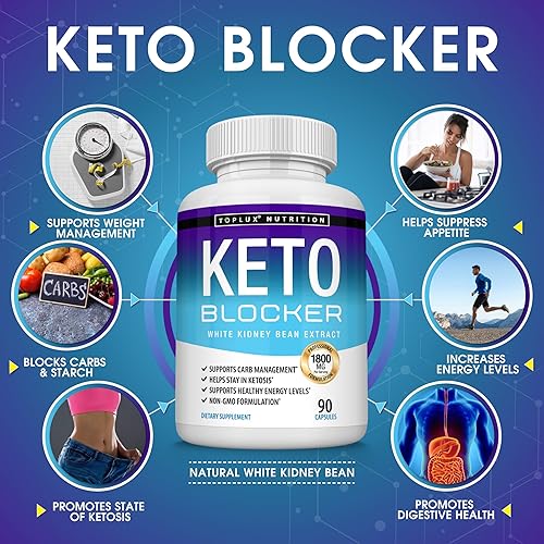 Miniatura 2 de Toplux Keto Blocker Pills Extracto de frijol blanco - 1800 mg de cetosis natural, apoyo a la dieta Keto, para hombres y mujeres, 90 cápsulas, Dos