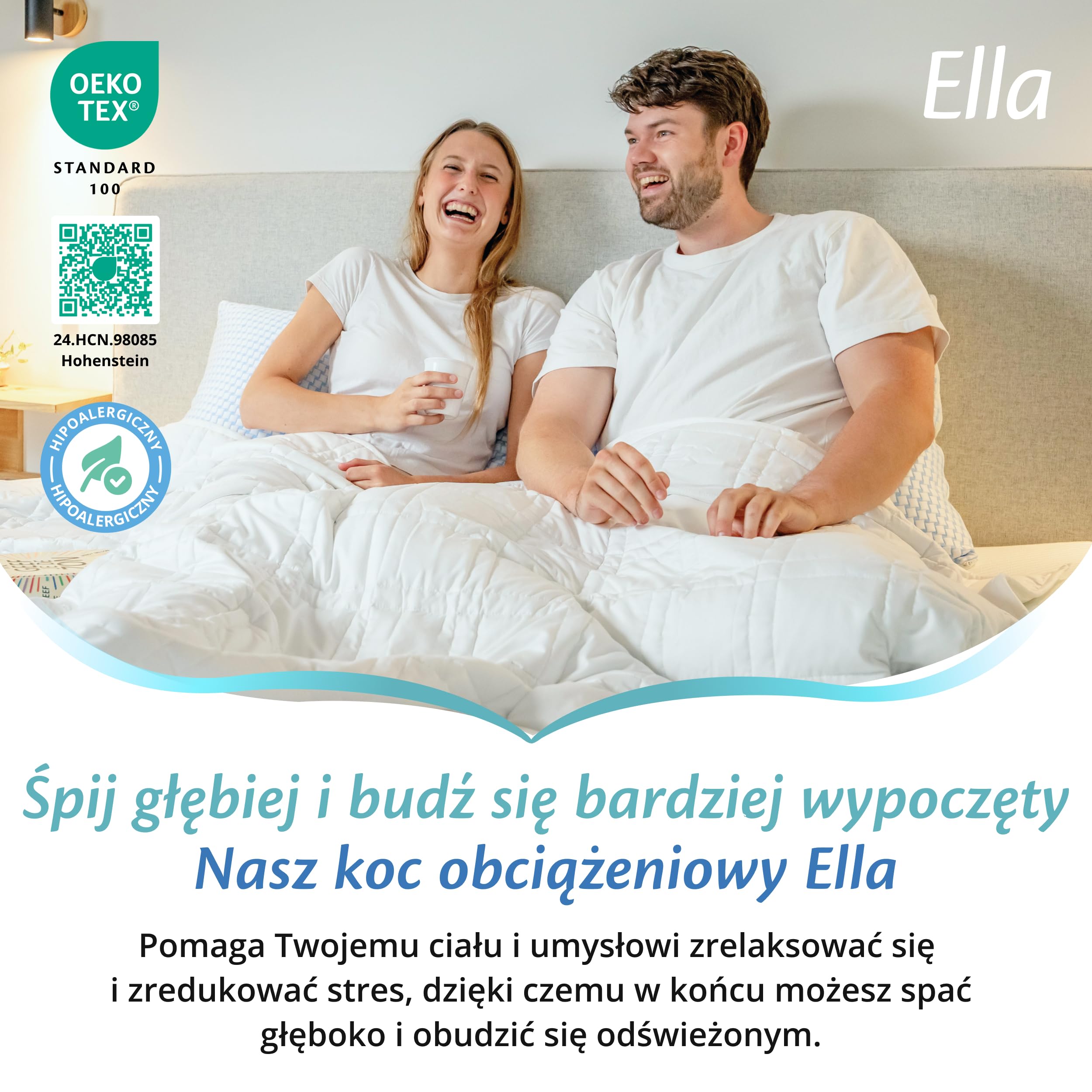 Ella Kołdra Obciążeniowa dla Dorosłych 9kg 150x200 cm - Relaksujący i Uspokajający Koc Sensoryczny - 7 powłok, Hipoalergiczne Wypełnienie, Bawełniana Powłoka - Dla Dorosłego o Wadze 85-110kg