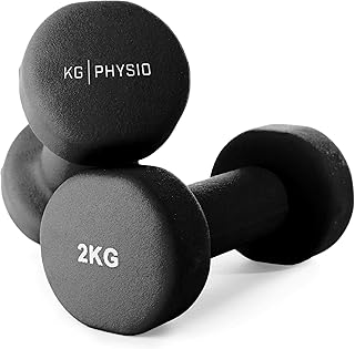KG Physio Weights Dumbbells Set Women & Men – Neoprene-Coated & Sweat-Resistant Weights Set with Anti-Roll Technology & A3…