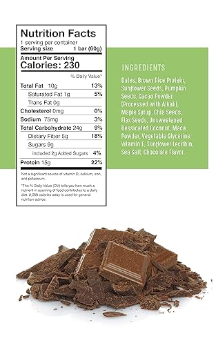 Miniatura 3 de Amrita Quinoa de chocolate oscuro (12 barras) + paquete de barra de proteína de maca de chocolate  Sin maní, sin soja, sin gluten, sin lácteos,